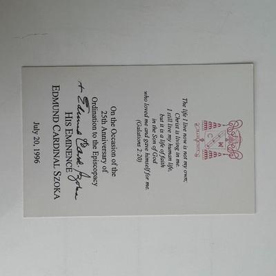 Edmund Casimir Szoka signed card