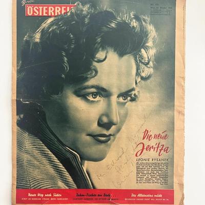 Österreich Leonie Rysanek 1954 original vintage newspaper