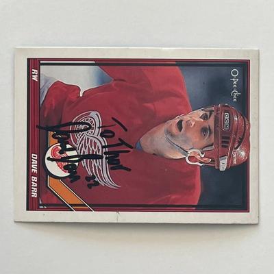 Detroit Red Wings Dave Barr 1991 O-Pee-Chee #147 signed trading card