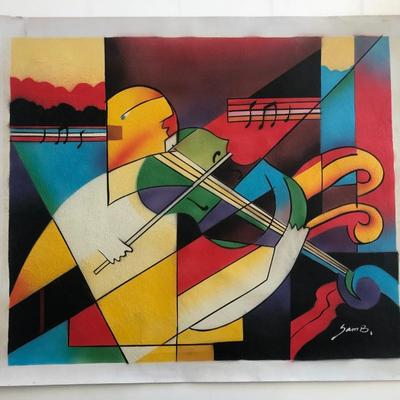 Violinist Abstract original painting on canvas