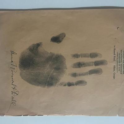 Mother of First Lady of the United States Anna Hall Roosevelt Handprint
