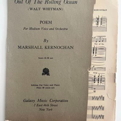 Composer John Marshall Kernochan signed Out Of The Rolling Ocean sheet music