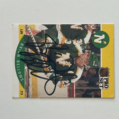 Minnesota North Stars Brian Bellows 1990 Pro Set #130 signed trading card
