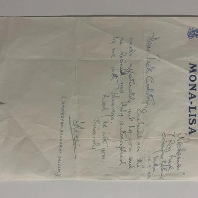 Sahibzada Basharat Saleem signed letter