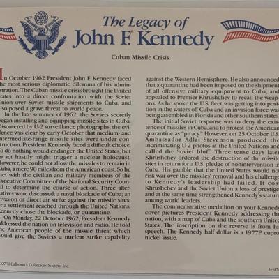 John F. Kennedy commemorative cover with coin
