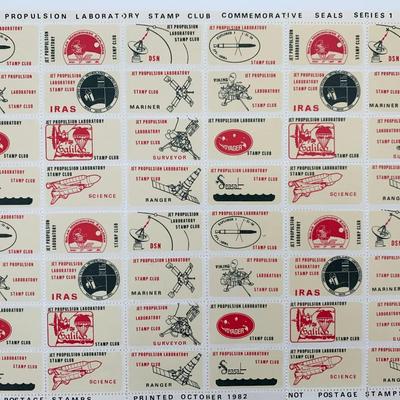 US Stamps Jet Propulsion Laboratory Stamp Club Sheet of 48 Commemorative Seals