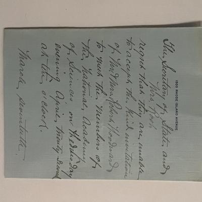 Letter from the office of U.S. Secretary of State Elihu Root