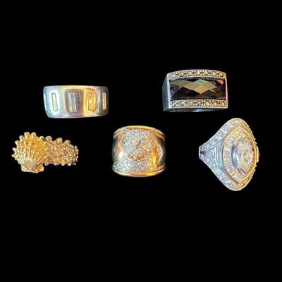 Lot of 5 Sterling Silver Rings