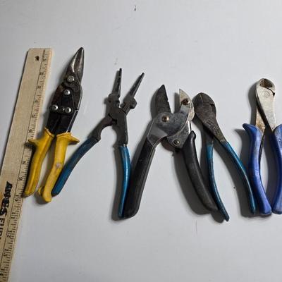 Lot of 6 Pliers and Cutters – Mixed Styles and Sizes