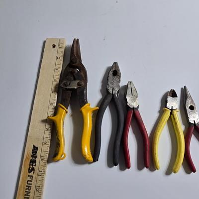 Lot of 6 Mixed Hand Tools – Snips Pliers Cutters