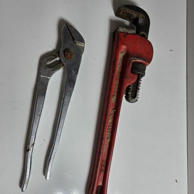 Lot of 2 Pliers – Channel Lock and 10" Pipe Wrench USA Made