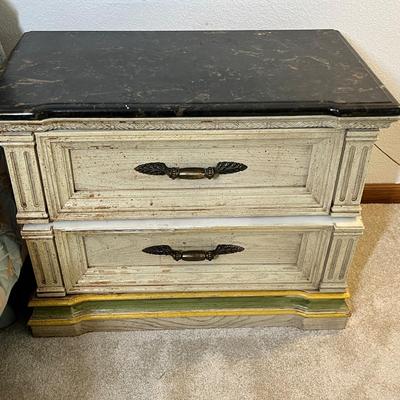 Lot 296 70s granite top night stand