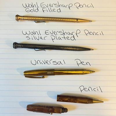 Antique Vintage Pen Pencil Lot - Gold Filled, Silver Plated, Universal