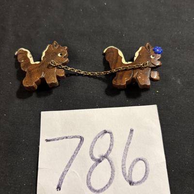 Vintage Wooden Skunk Pins