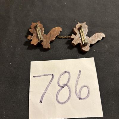 Vintage Wooden Skunk Pins