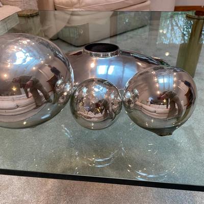 Lot 318 Chrome Tray w/ Mercury Glass balls