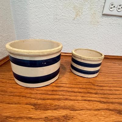 Lot 343 Blue Band Crock Bowls