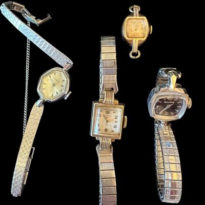 Lot Vintage Watches - Bulova Rolled Gold, Elgin Gold Filled, Timex,