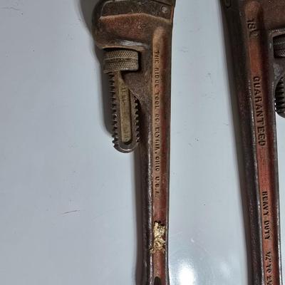 Two Heavy Duty Pipe Wrenches – 14" and 18"