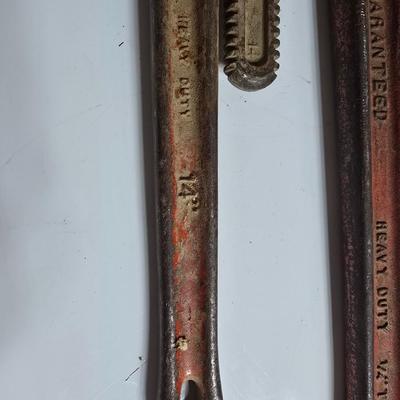 Two Heavy Duty Pipe Wrenches – 14" and 18"