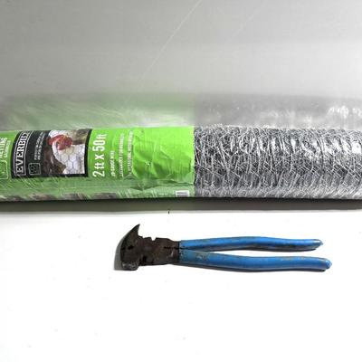 Everbilt Poultry Netting Roll (2ft x 50ft) with Blue-Handled Fencing pliers