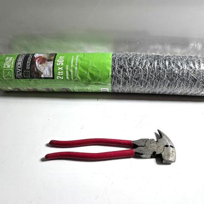 Everbilt Poultry Netting Roll (2ft x 50ft) with Red-Handled Fencing pliers