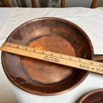 Lot 383 Antique copper skillets