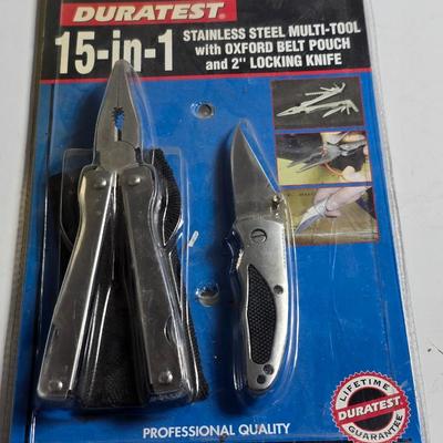Duratest 15-in-1 Multi-Tool & Locking Knife Set + Bonus Pocket Knife