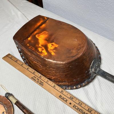Lot 386 Copper scoops & other