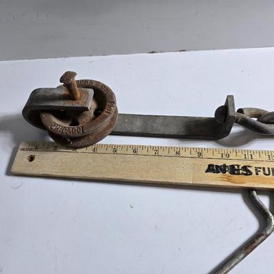 Vintage Meat Hook & Pulley Lot – Butcher or Farm Tools