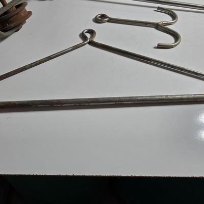 Vintage Meat Hook & Pulley Lot – Butcher or Farm Tools