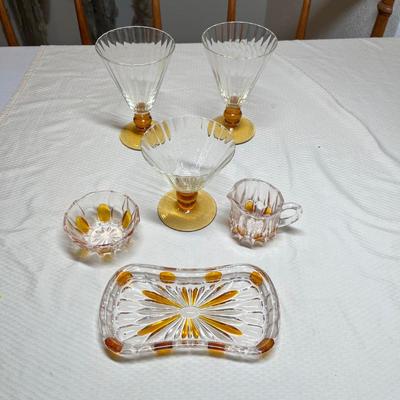 Lot 417 Amber & Crystal Glassware