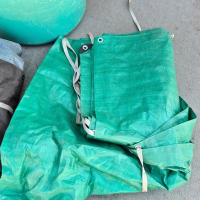 Heavy-Duty Plastic Barrel with Tarps Lot
