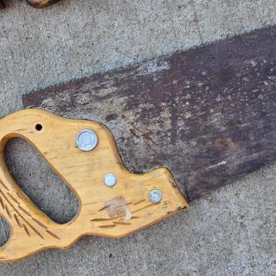 Lot of 4 Vintage Hand Saws – Wood Handles - Great for use or for Artists!