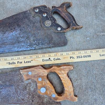 Lot of 4 Vintage Hand Saws – Wood Handles - Great for use or for Artists!