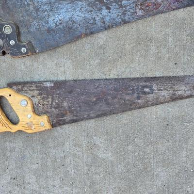 Lot of 4 Vintage Hand Saws – Wood Handles - Great for use or for Artists!