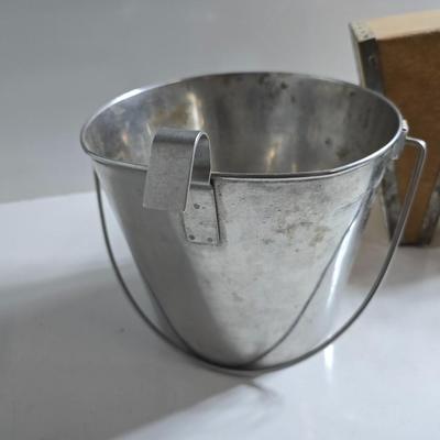 Vintage Stainless Steel Dairy Pails & Bee Smoker Box