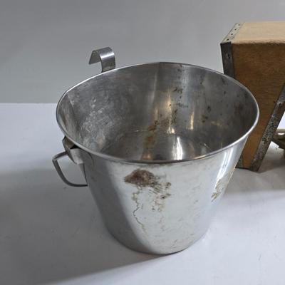 Vintage Stainless Steel Dairy Pails & Bee Smoker Box