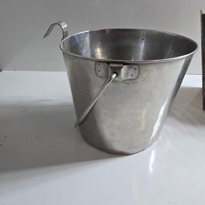 Vintage Stainless Steel Dairy Pails & Bee Smoker Box