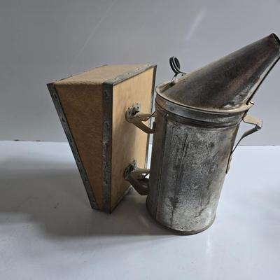 Vintage Stainless Steel Dairy Pails & Bee Smoker Box