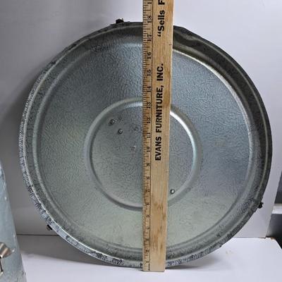 Vintage Hat Box with Faux Leather Texture & Buckle Handle