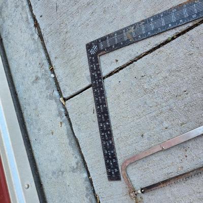 Mixed Hand Tool Lot – Saws, Pry Bar, Square & More
