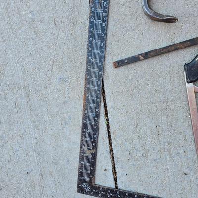 Mixed Hand Tool Lot – Saws, Pry Bar, Square & More