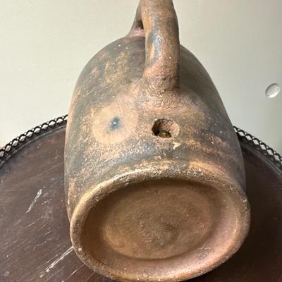 Vintage folk art/ medival pottery candle holder