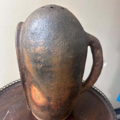 Vintage folk art/ medival pottery candle holder