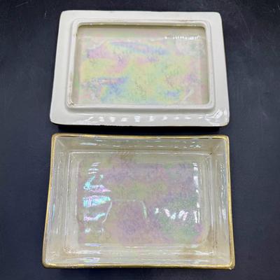 Rare 1920s Antique Rouge Royale Art Deco CarltonWare Lidded Tea Box, Lidded Sugar Bowl and Creamer