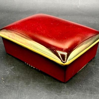 Rare 1920s Antique Rouge Royale Art Deco CarltonWare Lidded Tea Box, Lidded Sugar Bowl and Creamer