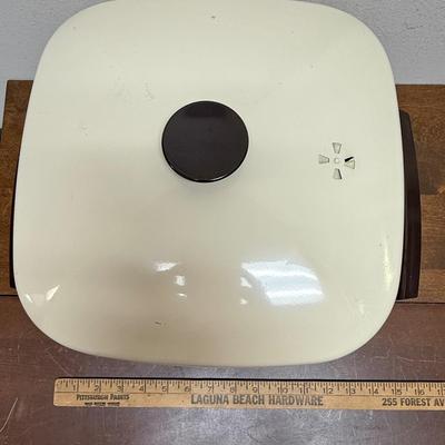 Electric Skillet West Bend Retro Made In USA 1440 Tan Brown Stripe