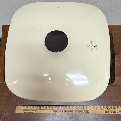 Electric Skillet West Bend Retro Made In USA 1440 Tan Brown Stripe