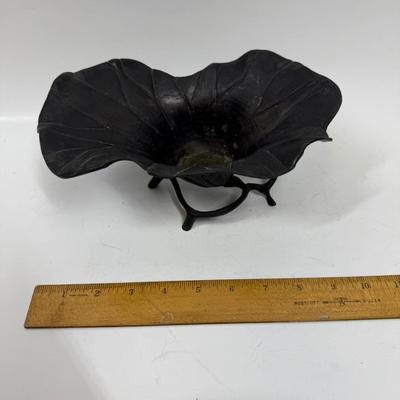 Antique Bronze Centerpiece Lotus Flower Organic Bowl